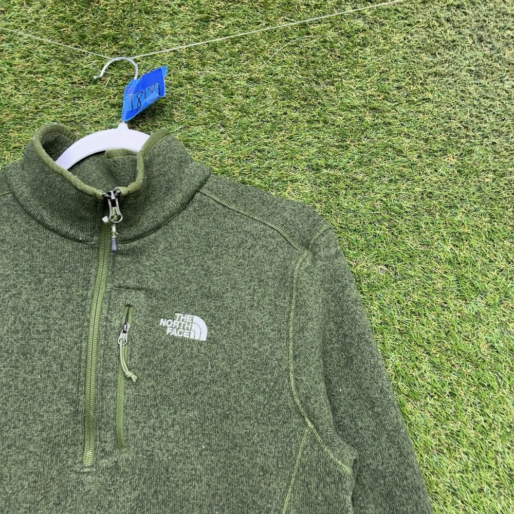 The North Face 1/4 Zip Jacket Mens Large Long Sleeve Fleece Pullover Green